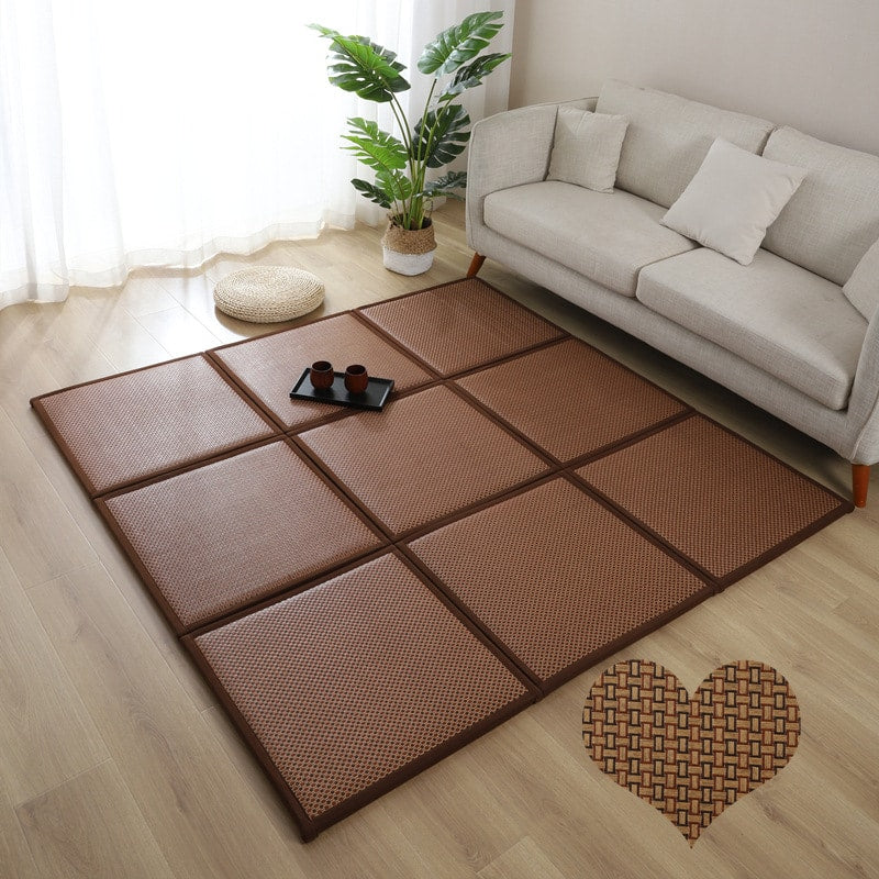 Tapis pliant épais en rotin japonais