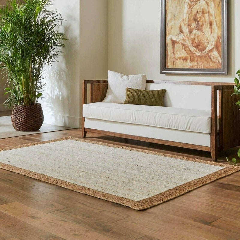 Tapis rectangulaire blanc et beige