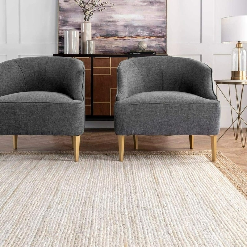 Tapis rectangulaire blanc et beige