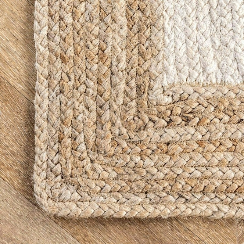 Tapis rectangulaire blanc et beige