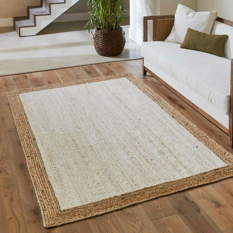 Tapis rectangulaire blanc et beige