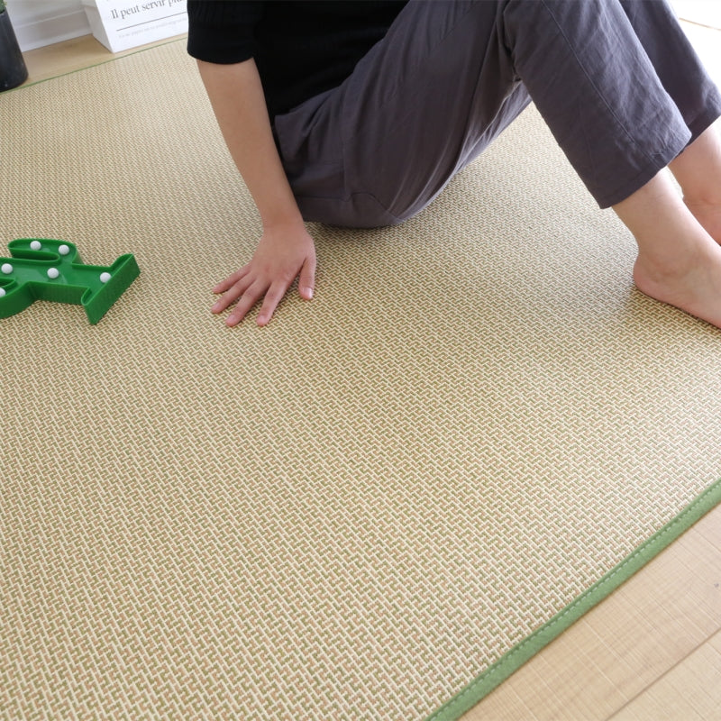 Tapis rectangulaire en rotin japonais vert