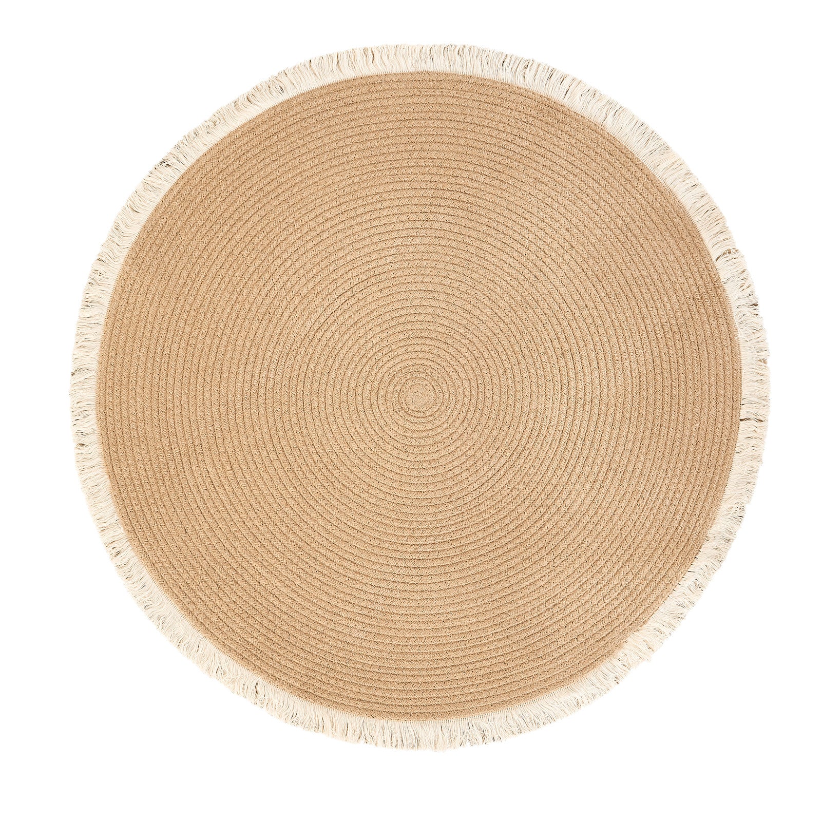 Tapis rond bicolore en rotin PE