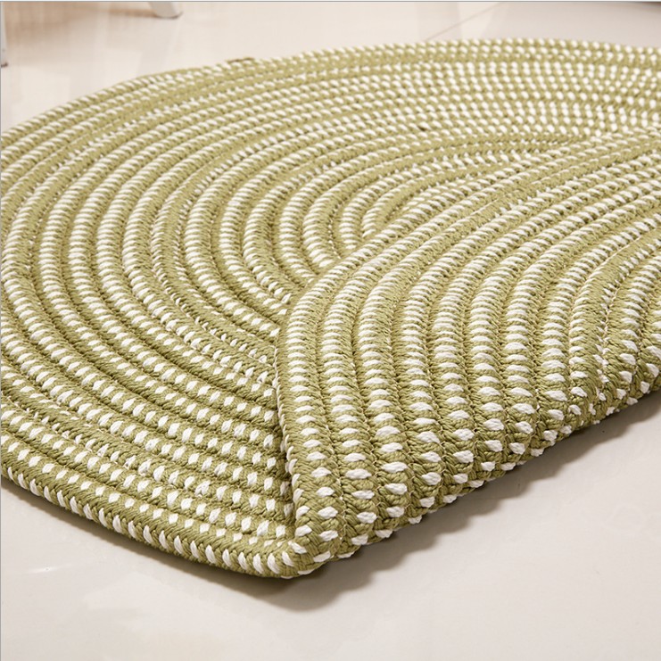 Tapis rond rotin synthétique vert