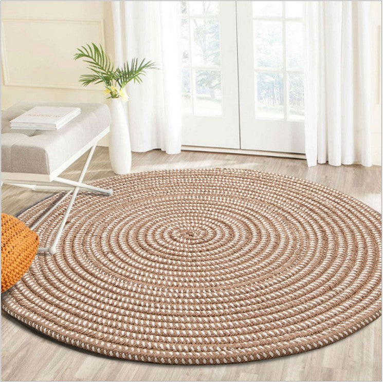 Tapis rond en rotin synthétique