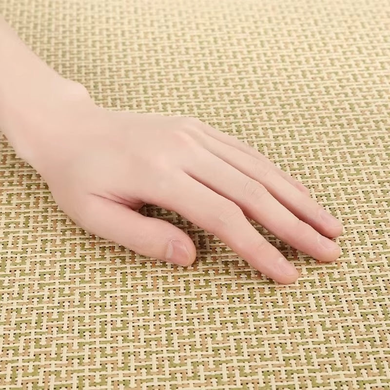 Tapis Rotin Carré à Motifs