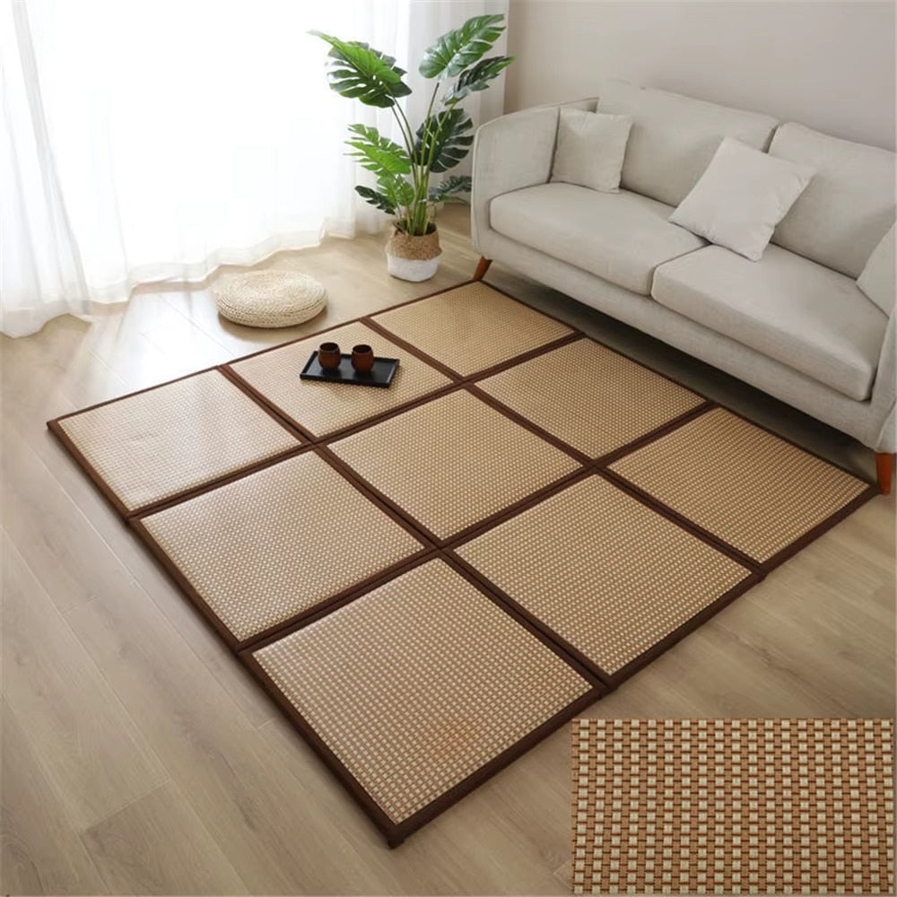 Tapis Rotin Carré Style Japonais