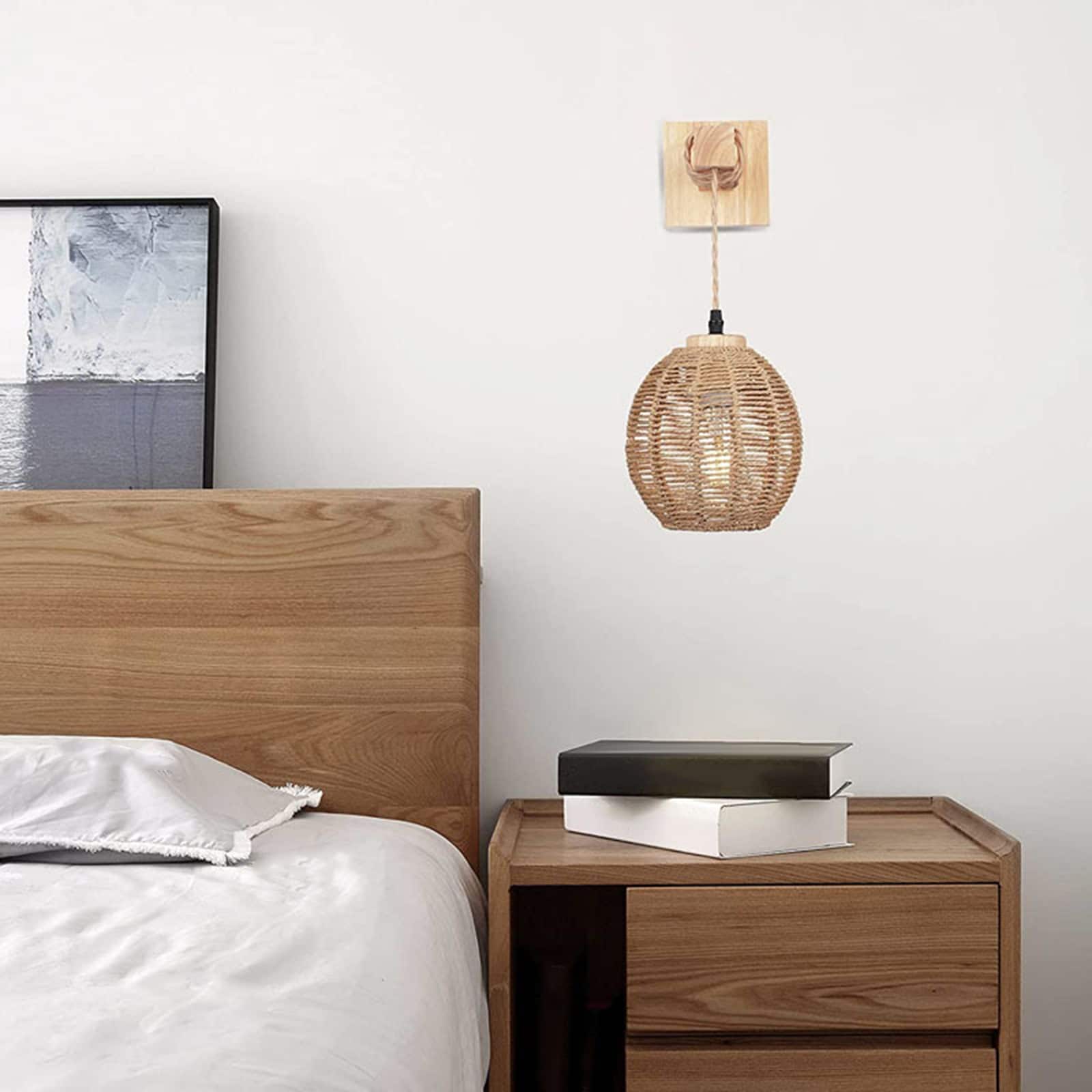Applique murale rotin boule suspendue