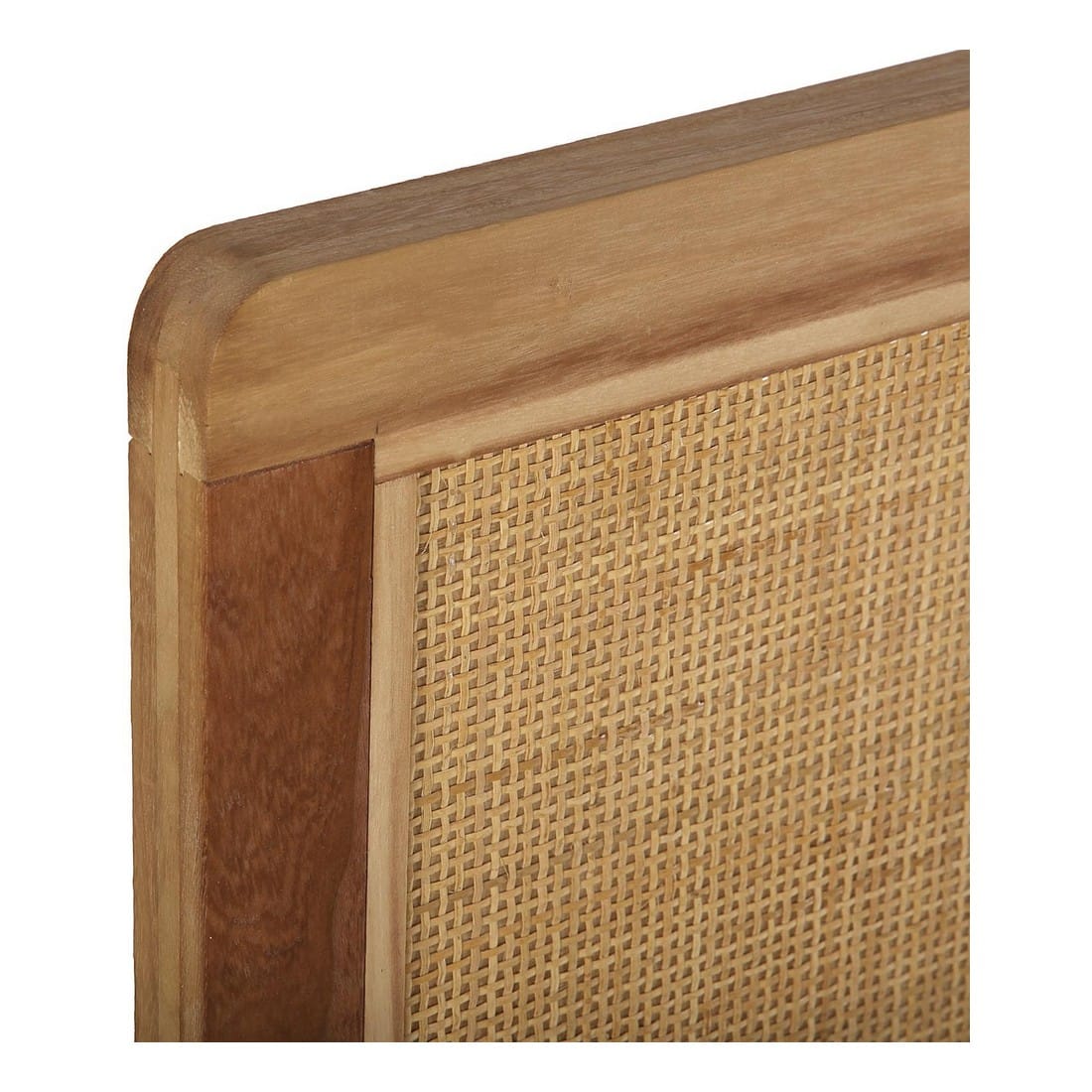 Tête de lit en bois et rotin