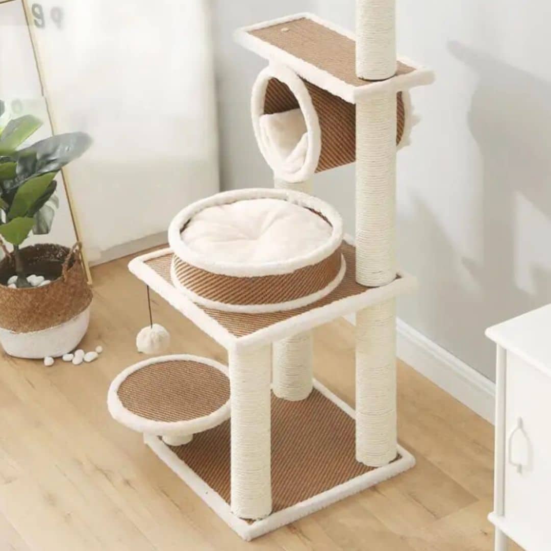 Tour à chat rotin et polaire