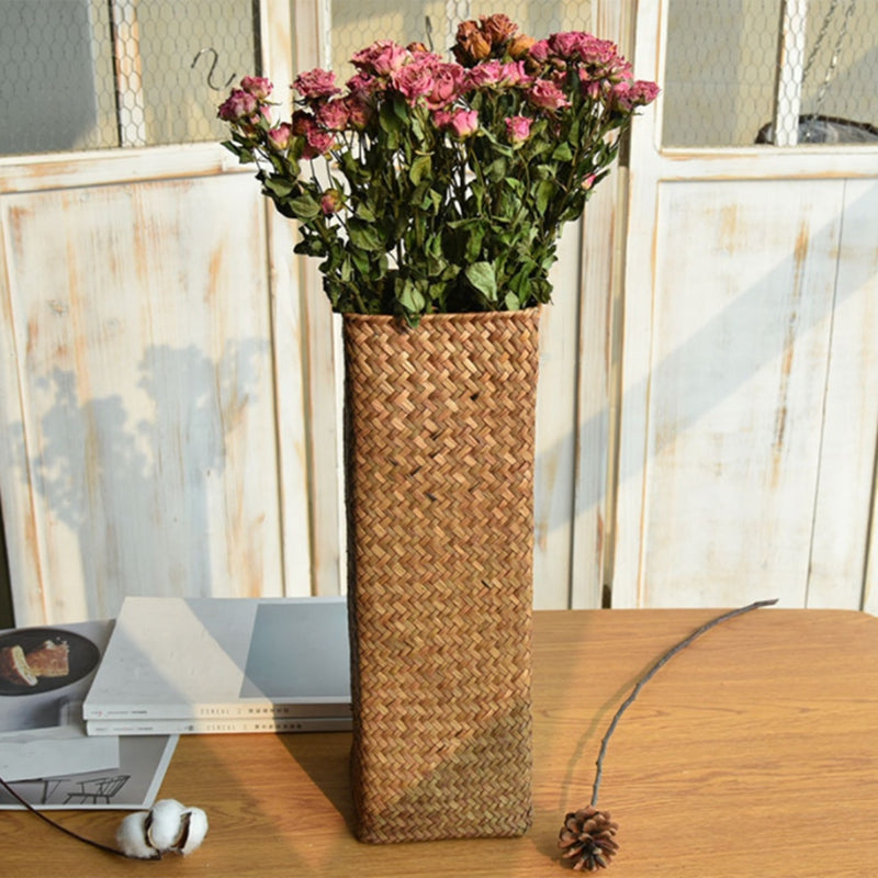 Vase à fleurs en rotin pour la décoration de maison
