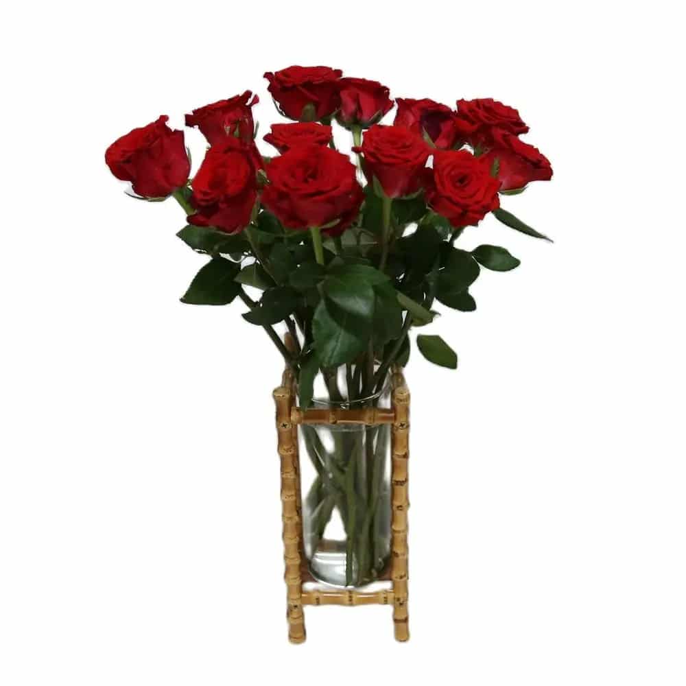 Vase en Bambou avec Tube en Verre