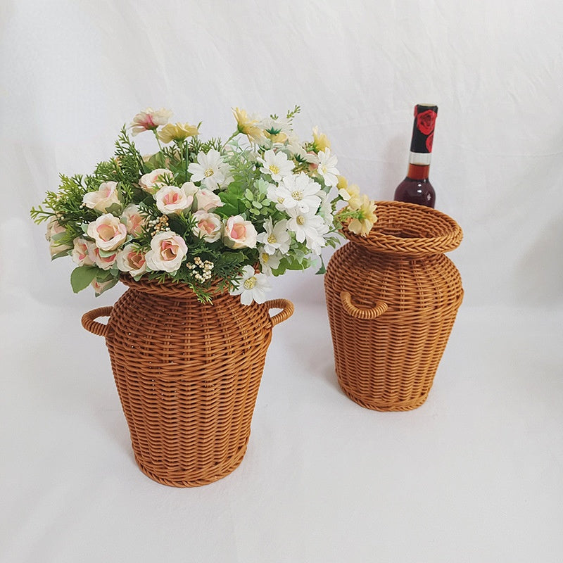 Vase d’art tissé en rotin à la mode